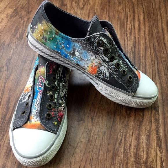 Ed Hardy Shoes - Ed Hardy Woman's Sneakers Gray Colorful Size 6.5